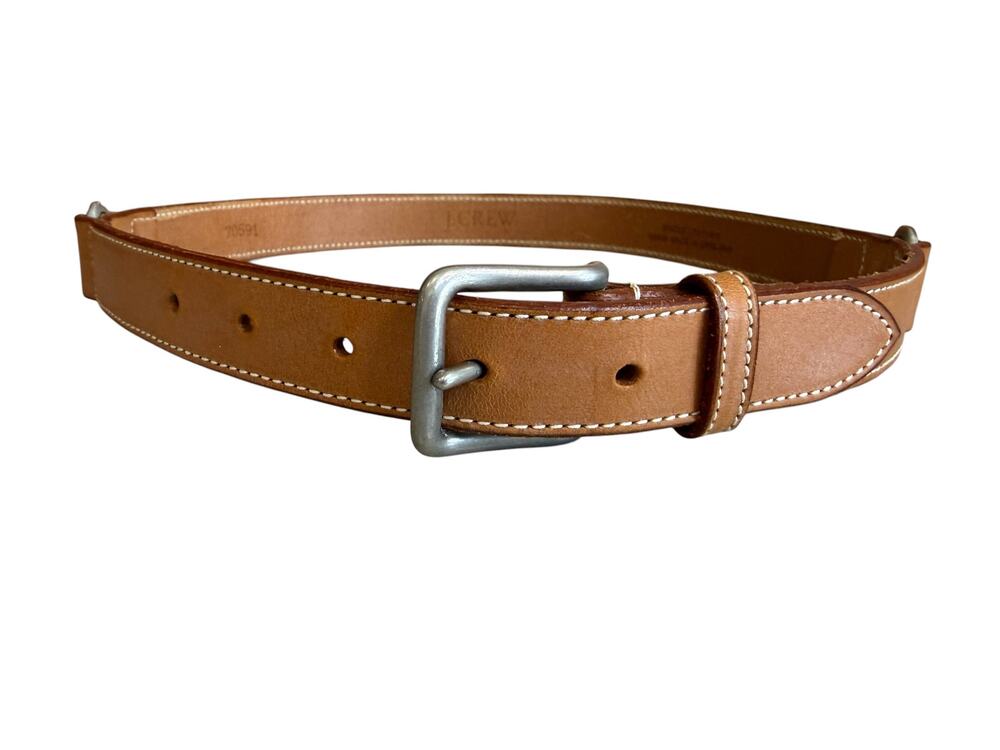 Vintage 90s J Crew English Bridle Leather Belt Light Tan 28 XS - Picture 1 of 8